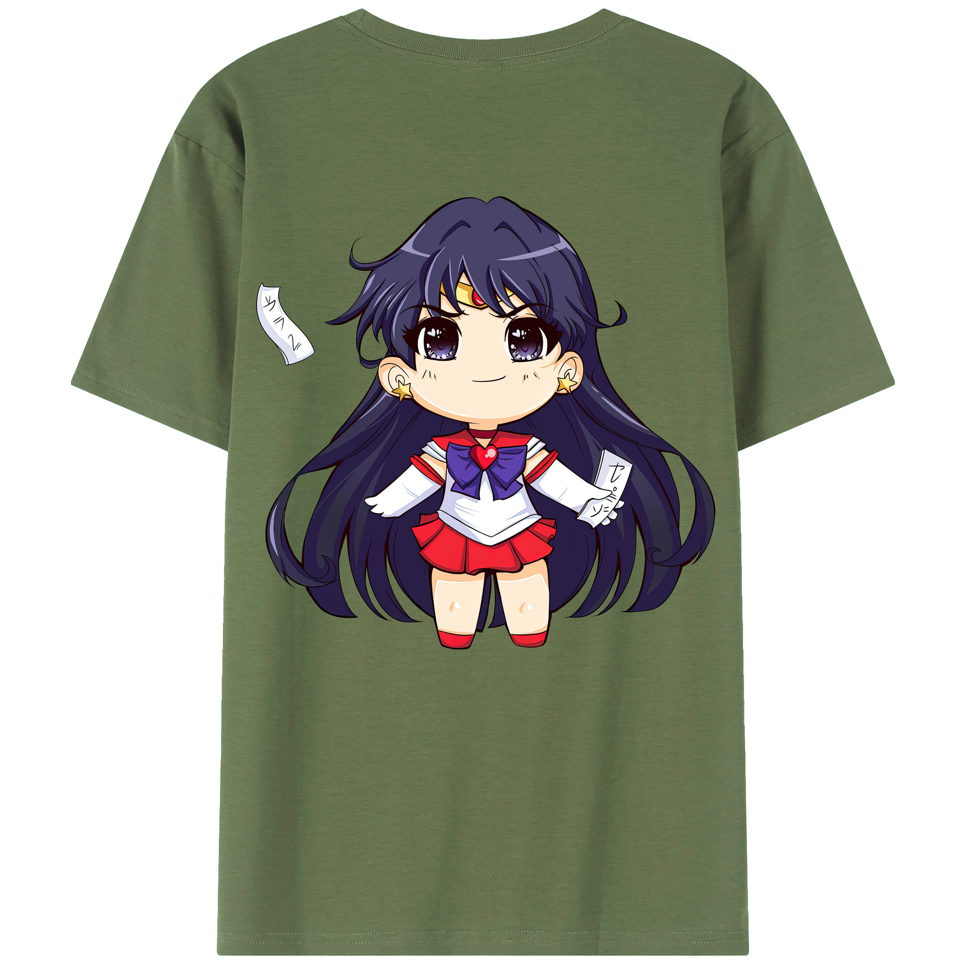 （画像用） 美少女戦士セーラームーン 火野レイ ひの レイ Sailor Moon Hino Rei （セーラーマーズ,Sailor Mars） 綿100％ メンズ半袖Tシャツ（バックプリント） 通気性